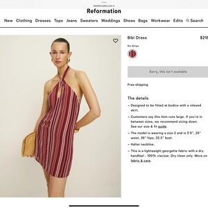 Reformation Bibi Dress Rio Stripe - Size 6